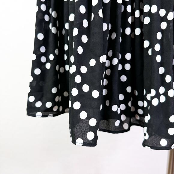 Karl Lagerfeld Polka Dot Pleated Circle A-Line Knee Length Skirt Black Sz 4 NWT - Picture 5 of 11